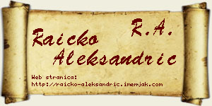 Raičko Aleksandrić vizit kartica